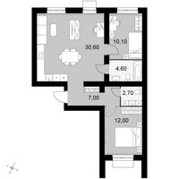 Планировка трехкомнатной(квартира) площадью 67 квадратных метров в “Апрелевка Клаб”