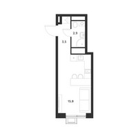 Планировка студии(квартира) площадью 22.2 квадратных метров в “ЖК Форевиль”