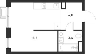 Планировка студии(квартира) площадью 26.2 квадратных метров в “ЖК Форевиль”