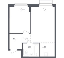 Планировка однокомнатной(квартира) площадью 41.27 квадратных метров в “ЖК Рублевский Квартал”