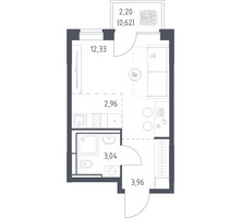 Планировка студии(квартира) площадью 22.91 квадратных метров в “ЖК Богдановский Лес”