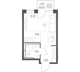 Планировка студии(квартира) площадью 22.91 квадратных метров в ЖК “ЖК Богдановский Лес”