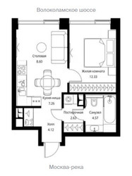 Планировка однокомнатной(квартира) площадью 39.93 квадратных метров в ЖК “ЖК City bay (Сити Бэй)”