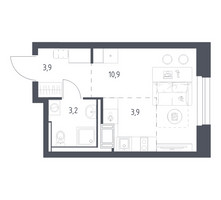 Планировка студии(квартира) площадью 21.4 квадратных метров в “ЖК Мытищи Парк”