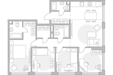 Планировка 4+ комнатной(квартира) площадью 99.71 квадратных метров в ЖК “ЖК Мневники от Гранель”