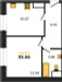 Планировка квартиры Однокомнатная (Квартиры)33.56