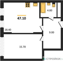 Планировка однокомнатной(квартира) площадью 47.1 квадратных метров в “ЖК Переделкино Ближнее”