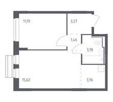 Планировка однокомнатной(квартира) площадью 39.08 квадратных метров в “ЖК Рублевский Квартал”