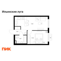 Планировка однокомнатной(квартира) площадью 36.82 квадратных метров в “ЖК Ильинские луга”