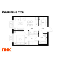 Планировка однокомнатной(квартира) площадью 36.49 квадратных метров в “ЖК Ильинские луга”