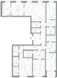 Планировка 4+ комнатной(квартира) площадью 257.83 квадратных метров в ЖК “Фамильный дом Люче”