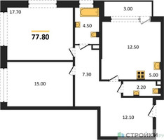 Планировка двухкомнатной(квартира) площадью 77.8 квадратных метров в “Квартал Филатов луг”