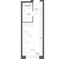 Планировка студии(апартаменты) площадью 22.57 квадратных метров в “ЖК Пятницкое 58 (Перец)”