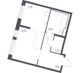 Планировка студии(квартира) площадью 38.01 квадратных метров в ЖК “ЖК Молжаниново”