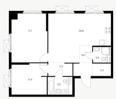 Планировка двухкомнатной(квартира) площадью 72.4 квадратных метров в “ЖК Амурский парк”
