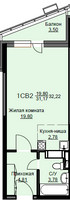 Планировка студии(квартира) площадью 32.7 квадратных метров в “ЖК Соболевка”