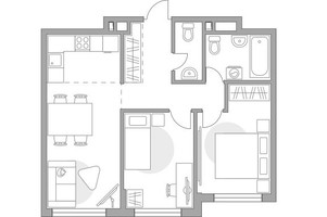 Планировка трехкомнатной(квартира) площадью 60.88 квадратных метров в “ЖК Гранель Коломенское”