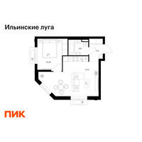 Планировка однокомнатной(квартира) площадью 38.71 квадратных метров в “ЖК Ильинские луга”