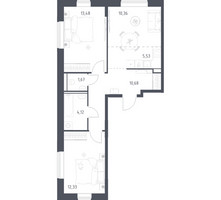 Планировка двухкомнатной(квартира) площадью 58.17 квадратных метров в “ЖК Квартал Домашний”