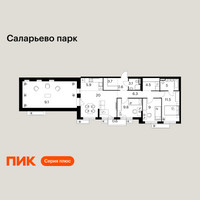 Планировка трехкомнатной(квартира) площадью 91.1 квадратных метров в “ЖК Саларьево парк”