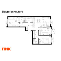 Планировка трехкомнатной(квартира) площадью 85.5 квадратных метров в “ЖК Ильинские луга”