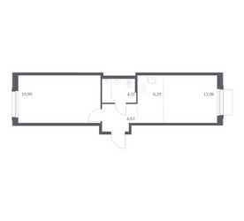 Планировка однокомнатной(квартира) площадью 48.08 квадратных метров в ЖК “ЖК Новое Внуково”