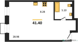 Планировка студии(квартира) площадью 41.4 квадратных метров в “ЖК Резиденции Архитекторов”