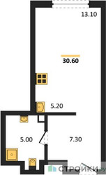 Планировка студии(квартира) площадью 30.6 квадратных метров в ЖК “ЖК Крылатская 33”