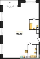 Планировка трехкомнатной(квартира) площадью 92.4 квадратных метров в “ЖК Фестиваль парк-2”