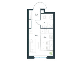 Планировка студии(квартира) площадью 21.2 квадратных метров в “ЖК Левел Мичуринский”