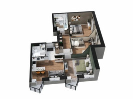 Планировка трехкомнатной(квартира) площадью 87 квадратных метров в “ЖК Трилогия Кристалл”