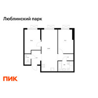 Планировка двухкомнатной(квартира) площадью 55.3 квадратных метров в “ЖК Люблинский парк”