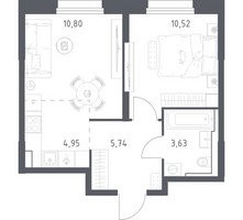 Планировка однокомнатной(квартира) площадью 35.64 квадратных метров в “ЖК Квартал Строгино”
