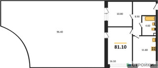 Планировка двухкомнатной(квартира) площадью 81.1 квадратных метров в “ЖК Скандинавия”