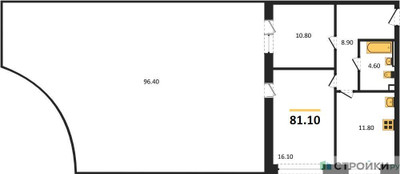 Планировка двухкомнатной(квартира) площадью 81.1 квадратных метров в ЖК “ЖК Скандинавия”