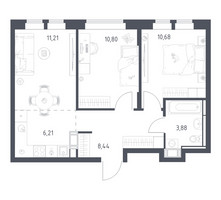 Планировка двухкомнатной(квартира) площадью 51.22 квадратных метров в “ЖК Большое Путилково”