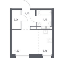 Планировка студии(квартира) площадью 28.99 квадратных метров в “ЖК ЭкоБунино (Южное Бунино)”