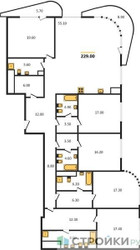 Планировка двухкомнатной(квартира) площадью 123.9 квадратных метров в ЖК “ЖК Лаврушинский”