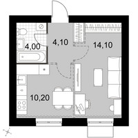 Планировка однокомнатной(квартира) площадью 32.4 квадратных метров в “Апрелевка Клаб”