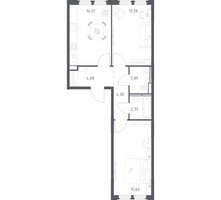 Планировка двухкомнатной(квартира) площадью 57.47 квадратных метров в “ЖК Космический Квартал”