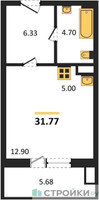 Планировка студии(квартира) площадью 31.77 квадратных метров в “ЖК Егорово Парк”