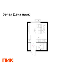 Планировка студии(квартира) площадью 25.4 квадратных метров в ЖК “ЖК Белая Дача парк”