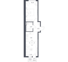 Планировка однокомнатной(квартира) площадью 45.06 квадратных метров в “ЖК Остафьево”