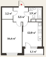 Планировка однокомнатной(квартира) площадью 42.5 квадратных метров в “Миниполис 8 кленов”