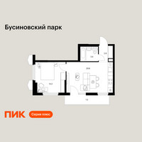 Планировка однокомнатной(квартира) площадью 41.6 квадратных метров в “ЖК Бусиновский парк”