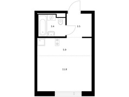 Планировка студии(квартира) площадью 24.6 квадратных метров в “ЖК Ильинские луга”