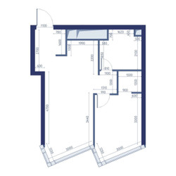 Планировка однокомнатной(квартира) площадью 48 квадратных метров в ЖК “ЖК ХАЙДАУТ”