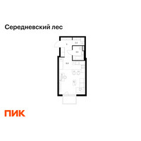 Планировка студии(квартира) площадью 32.6 квадратных метров в “ЖК Середневский лес”