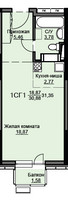 Планировка студии(квартира) площадью 31.8 квадратных метров в “ЖК Соболевка”
