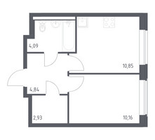 Планировка однокомнатной(квартира) площадью 32.87 квадратных метров в “ЖК Квартал Западный”
